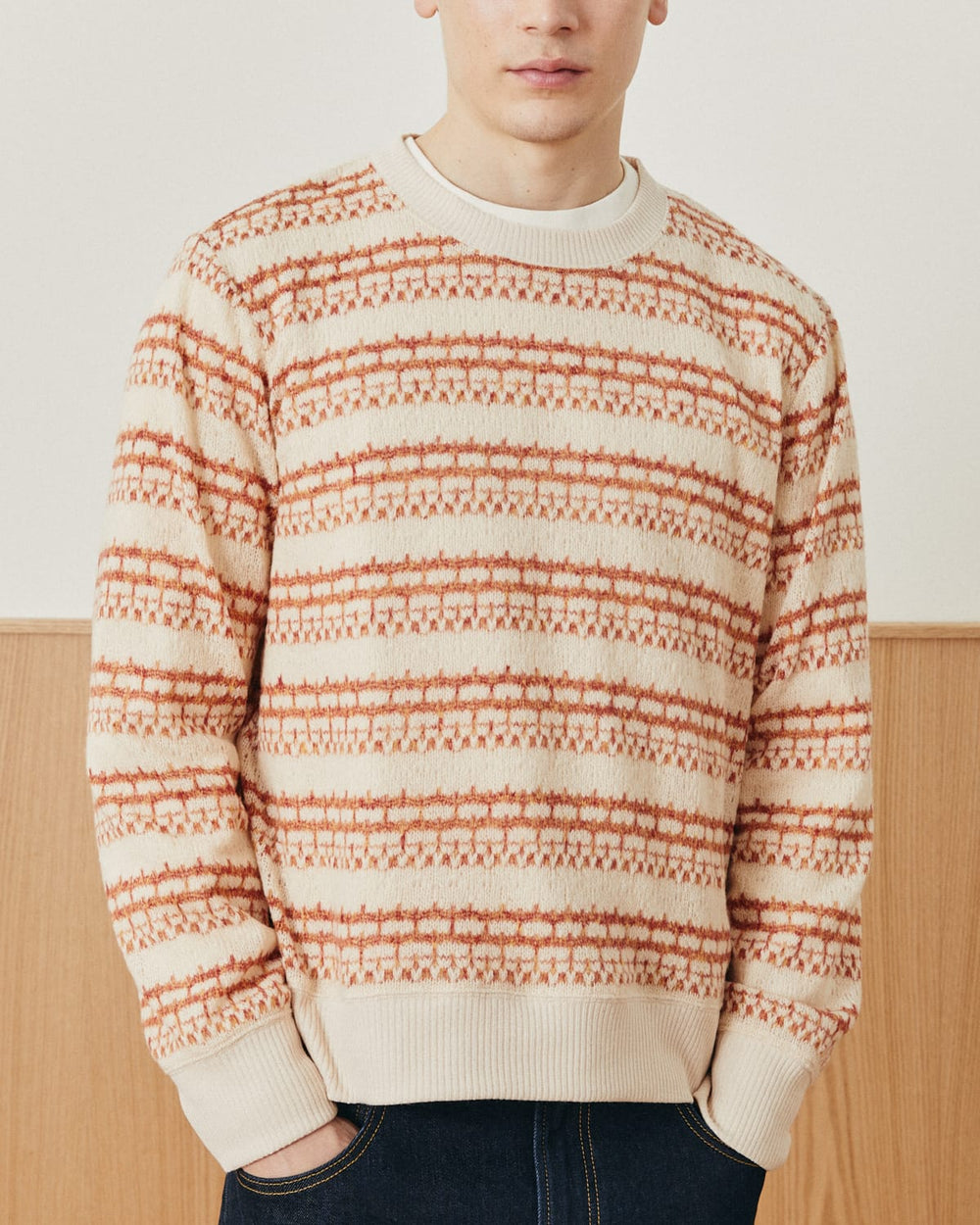 Pointelle Crewneck - Natural-Crewneck Sweater-G Mega-Corridor