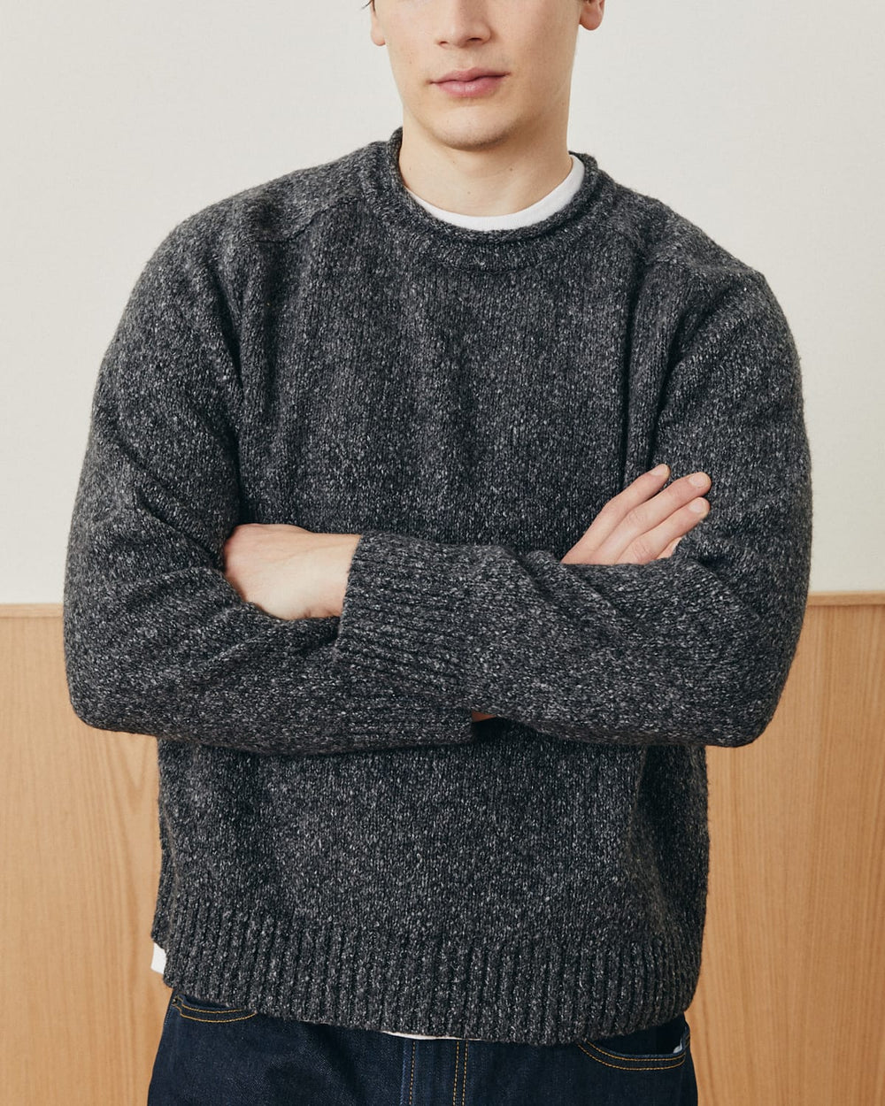 Wool Boucle Rollneck - Black-Rollneck Sweater-Black Q-Corridor