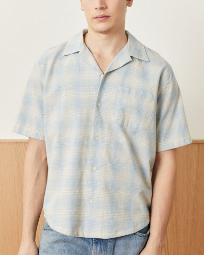 Linen Plaid SS - Light Blue-SS Camp w/ 1 Chest Pocket-Original Madras Trading Co. (OMTC)-Corridor