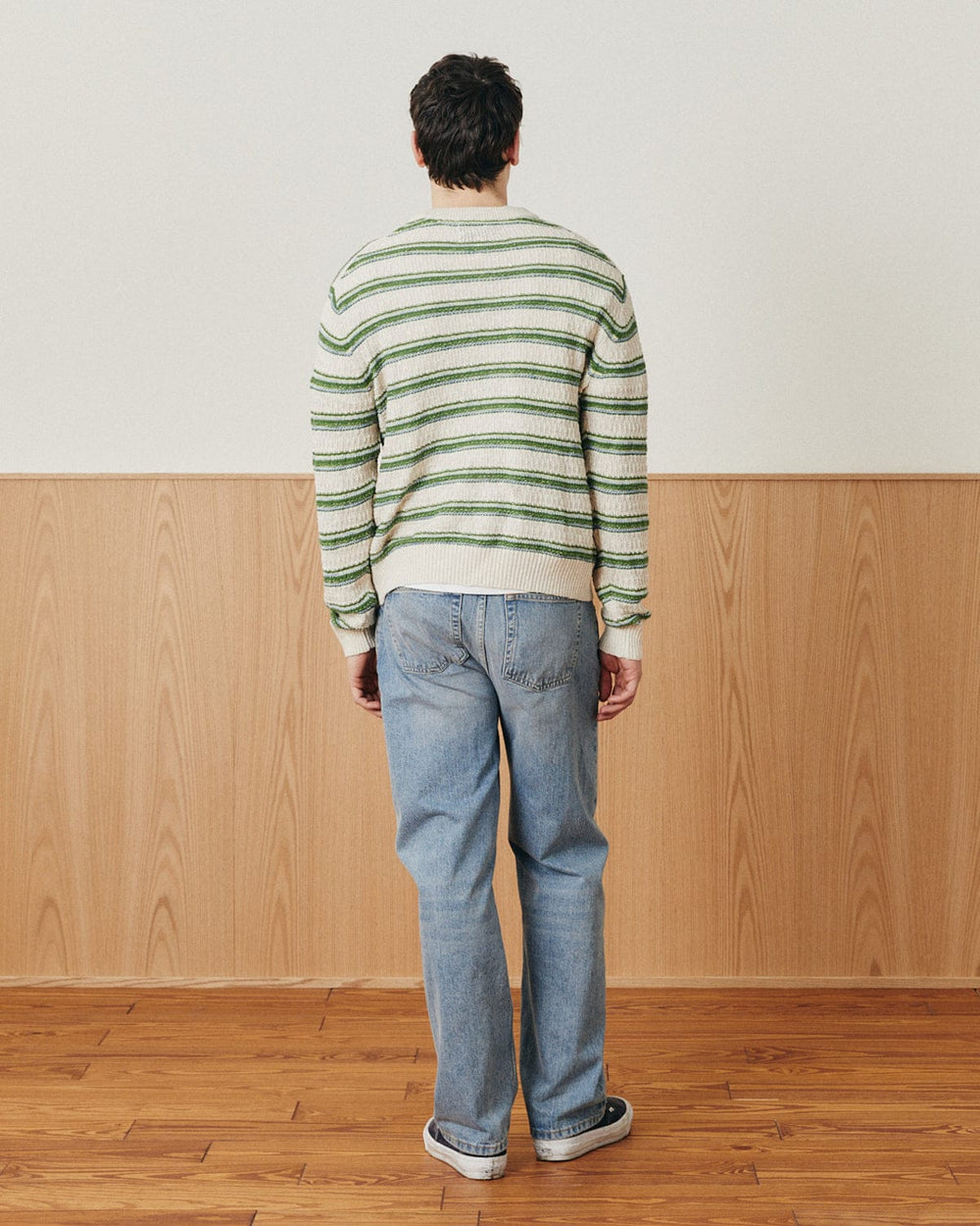 Stripe Linen Silk Crewneck-Crewneck-Black Q-Corridor