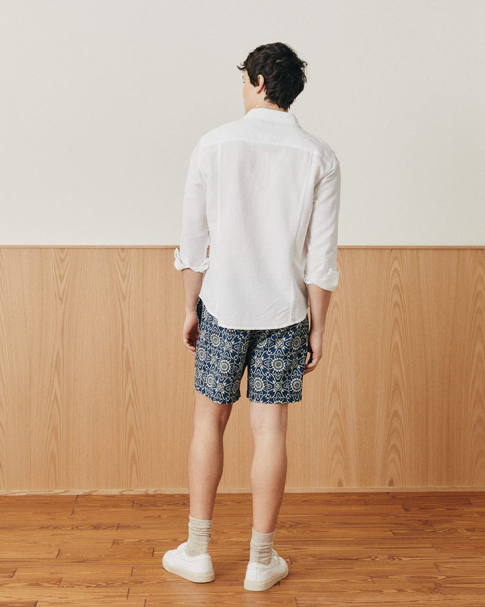 Indigo Sunflower Drawstring Short-Draw String Shorts-Original Madras Trading Co. (OMTC)-Corridor