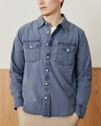 Pigment Dye Canvas LS - Navy-LS w/ 2 Chest Pockets-Original Madras Trading Co. (OMTC)-Corridor