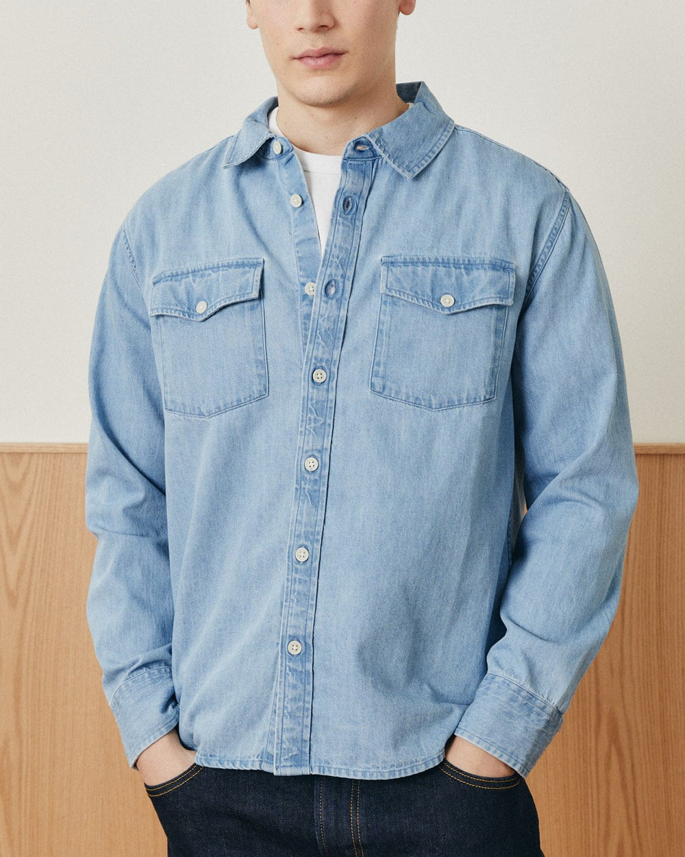 Denim Shirt LS-LS-Original Madras Trading Co. (OMTC)-Corridor