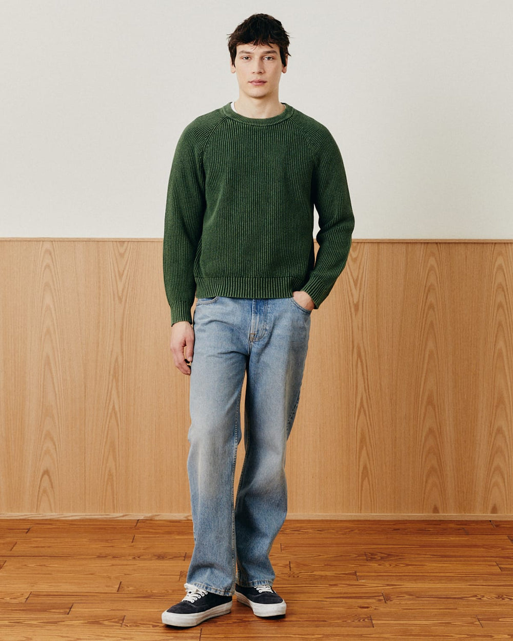 Washed Cotton Crewneck - Green