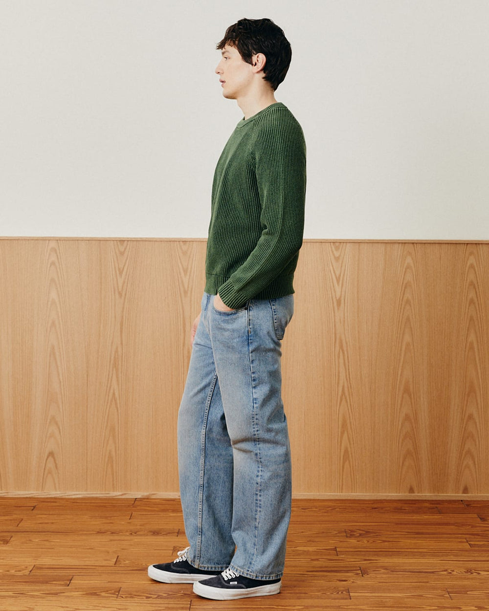 Washed Cotton Crewneck - Green