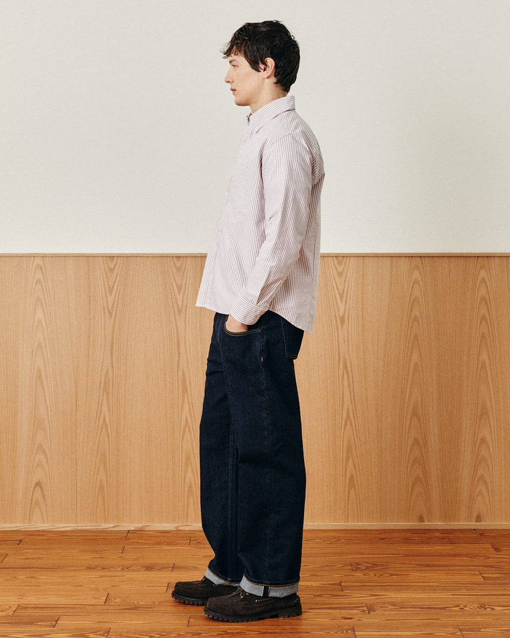 Stripe Oxford LS - Red-LS Shirt-Somelos-Corridor