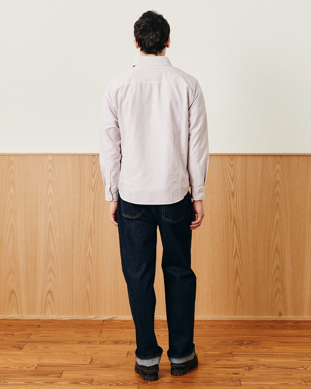 Stripe Oxford LS - Red-LS Shirt-Somelos-Corridor