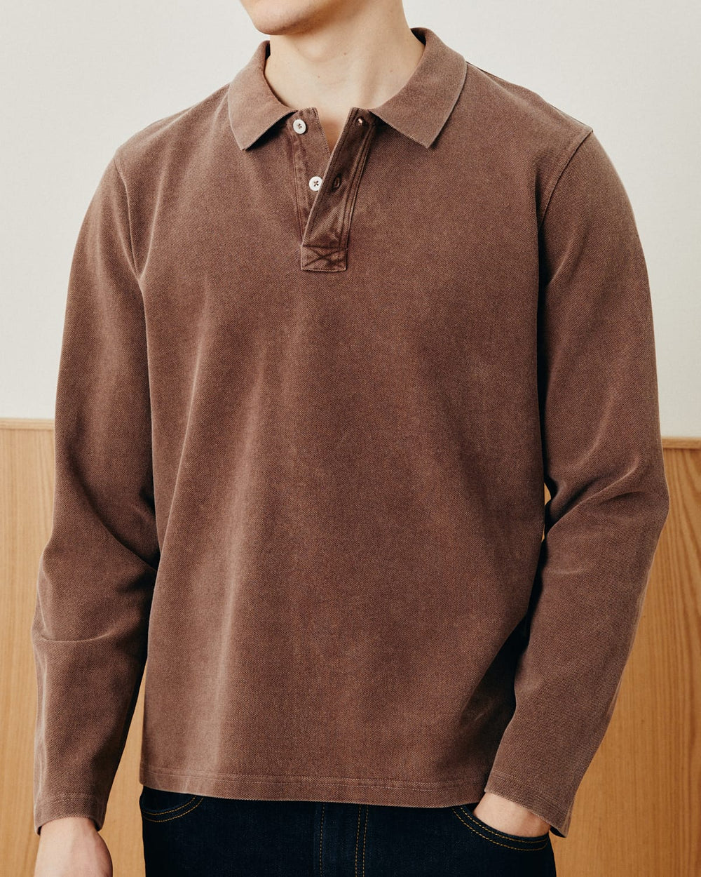 LS Pique Polo - Brown-Polo LS-Siena-Corridor
