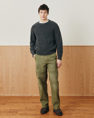 Washed Cotton Crewneck - Grey-Crewneck Sweater-Black Q-Corridor