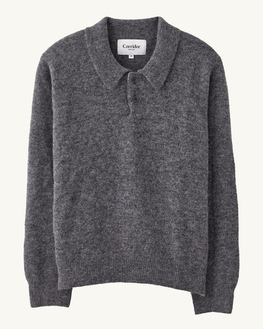 Brushed Alpaca Polo - Charcoal