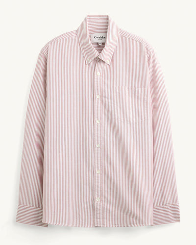Stripe Oxford LS - Red-LS Shirt-Somelos-Corridor