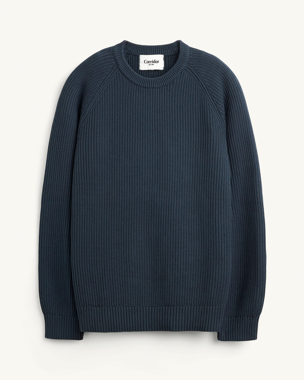 Washed Cotton Crewneck - Navy-Crewneck Sweater-Black Q-Corridor