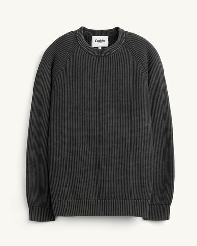 Washed Cotton Crewneck - Grey-Crewneck Sweater-Black Q-Corridor