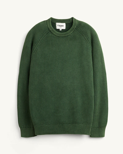Washed Cotton Crewneck - Green-Crewneck Sweater-Black Q-Corridor