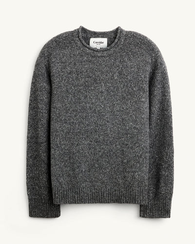 Wool Boucle Rollneck - Black-Rollneck Sweater-Black Q-Corridor