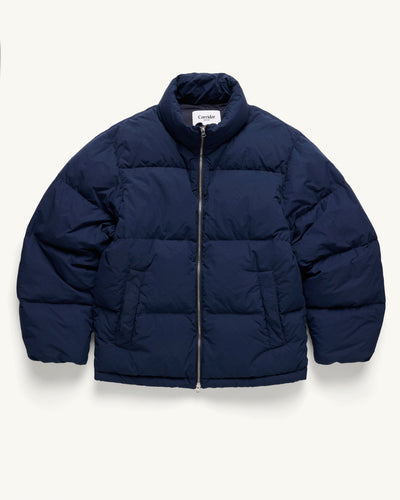 Garment Dye Puffer - Navy-Puffer Jacket-Black Q-Corridor