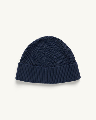 Washed Cotton Beanie - Navy