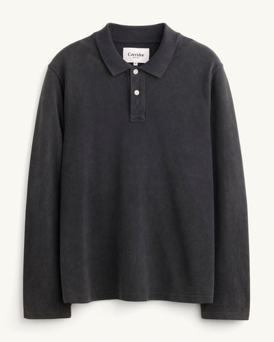 LS Pique Polo - Black-Polo LS-Siena-Corridor