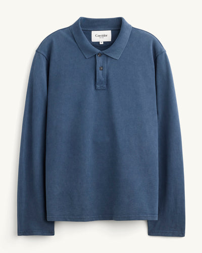 LS Pique Polo - Navy-Polo LS-Siena-Corridor