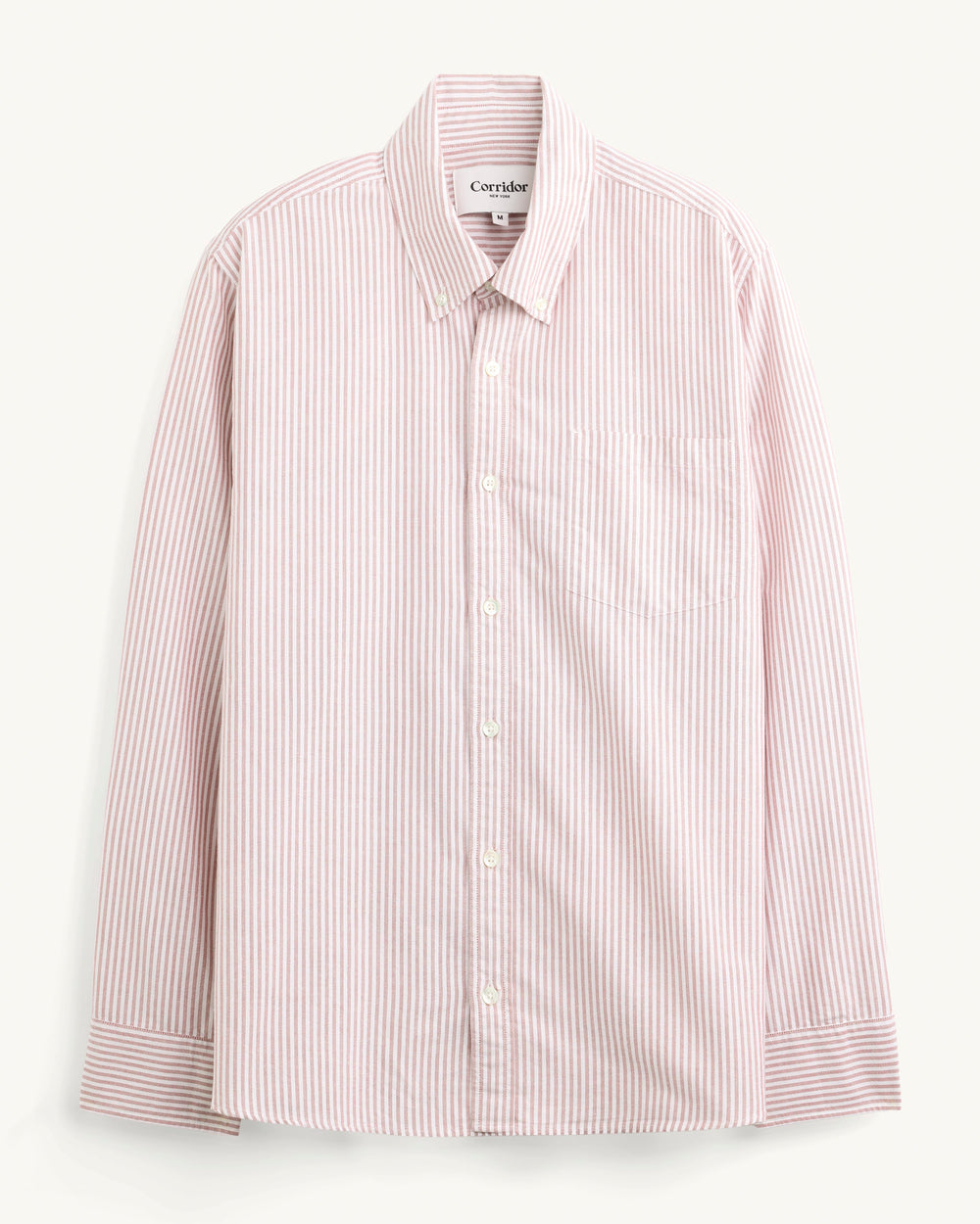 Stripe Oxford LS - Red-LS Shirt-Somelos-Corridor