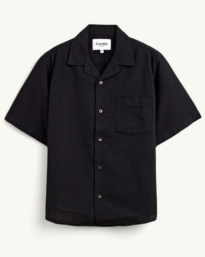 Hopsack SS - Black-Short Sleeve Shirt-Original Madras Trading Co. (OMTC)-Corridor