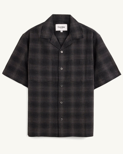 Linen Plaid SS - Black-Short Sleeve Shirt-Original Madras Trading Co. (OMTC)-Corridor