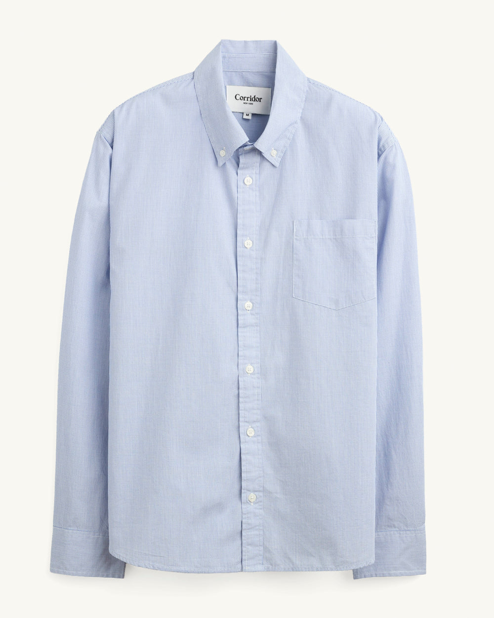 Windowpane Poplin LS - Blue-Long Sleeve Shirt-Real-Corridor