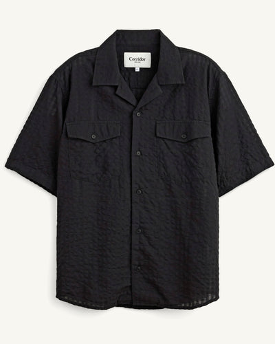 Windowpane Check SS - Black-SS Shirt-Earth Sea Trading-Corridor