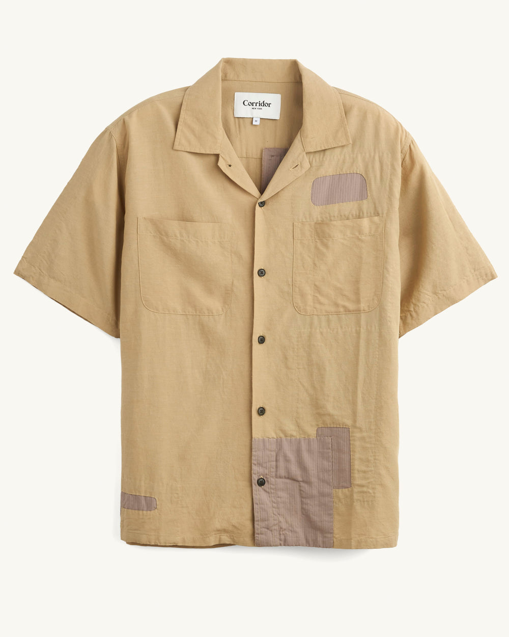 Patchwork SS - Natural-Short Sleeve Shirt-Earth Sea Trading-Corridor