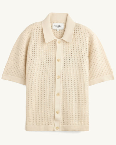 Pointelle Knit Shirt - Natural-Knit Polo-Alpafina-Corridor