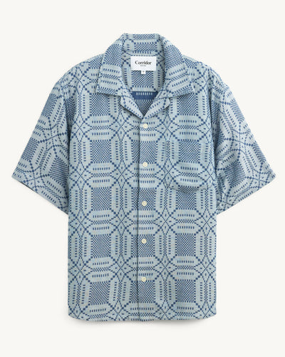 Indigo Jacquard SS-SS Shirt-Original Madras Trading Co. (OMTC)-Corridor