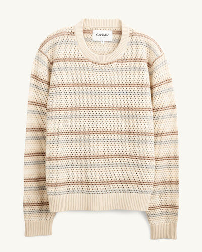 Linen Stripe Pointelle Crewneck-Cotton Crewneck-Alpafina-Corridor