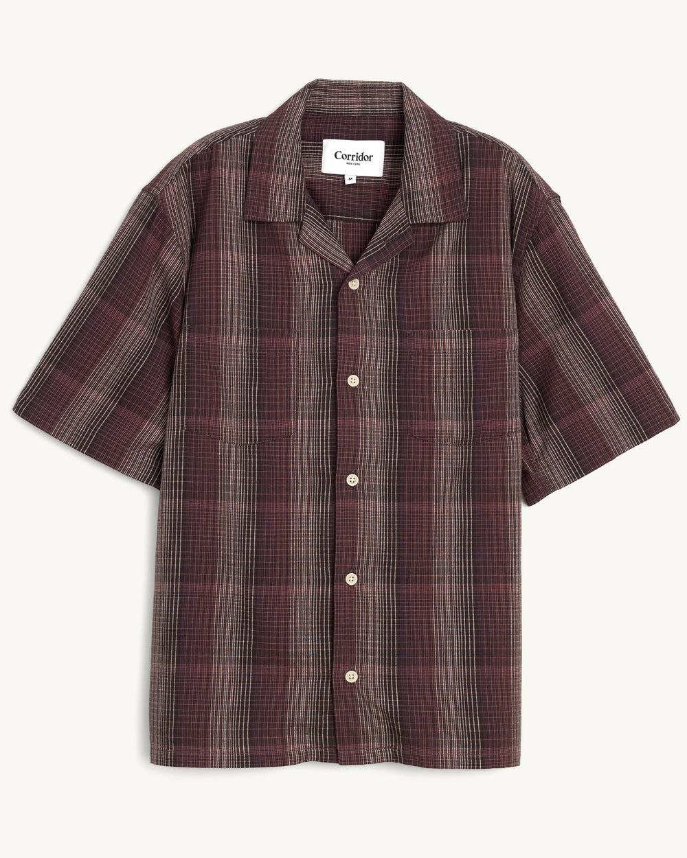 Chesapeake Plaid SS - Purple-SS Camp w/ 1 Chest Pocket Flat hem-Original Madras Trading Co. (OMTC)-Corridor