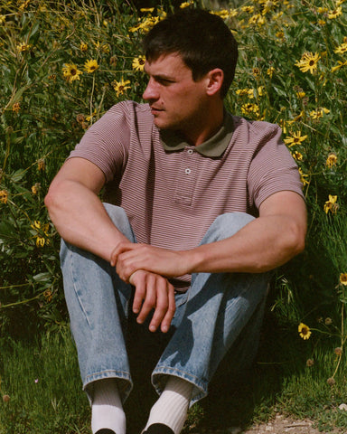 Stripe Pique Polo - Pink