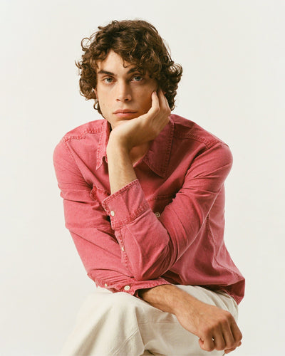 Pigment Dye Canvas LS - Red-LS w/ 2 Chest Pockets-Original Madras Trading Co. (OMTC)-Corridor