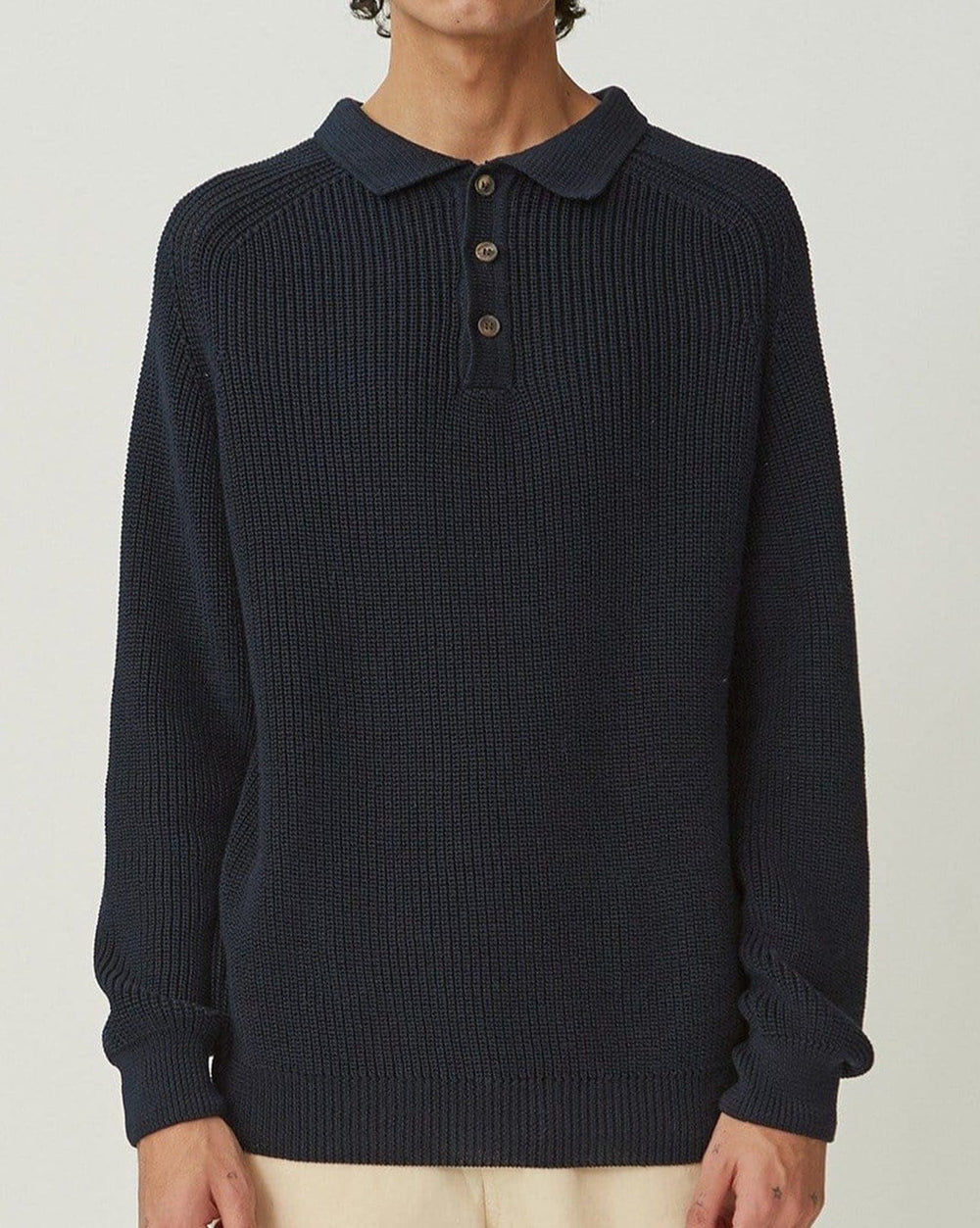 LS Slouchy Polo - Navy-LS Knit Polo-Corridor-Corridor