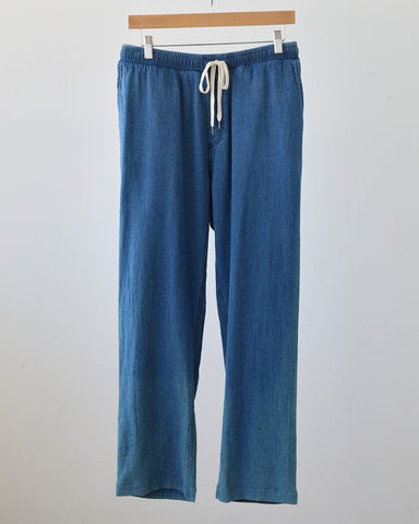 Washed Indigo Drawstring Trousers