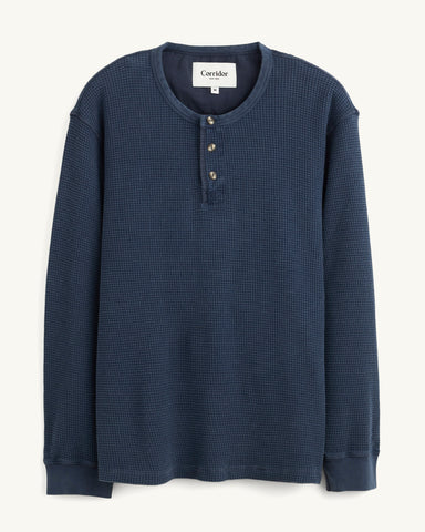 Waffle Henley - Navy