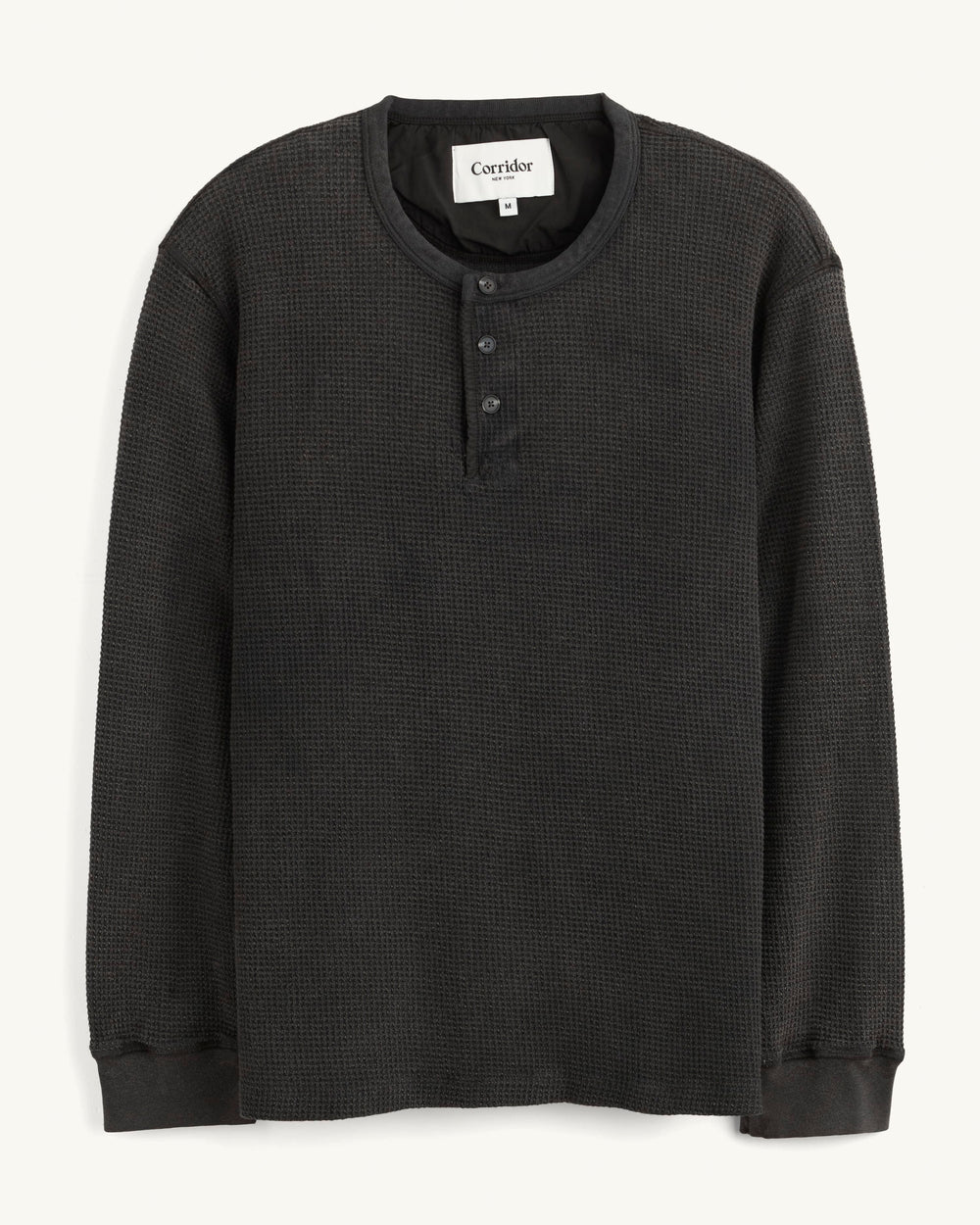 Waffle Henley - Black-Henley-Siena-Corridor