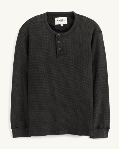 Waffle Henley - Black-Henley-Siena-Corridor