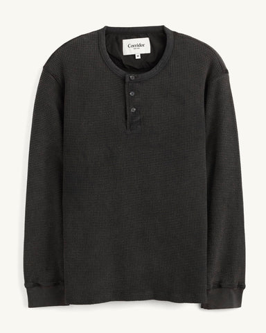 Waffle Henley - Black