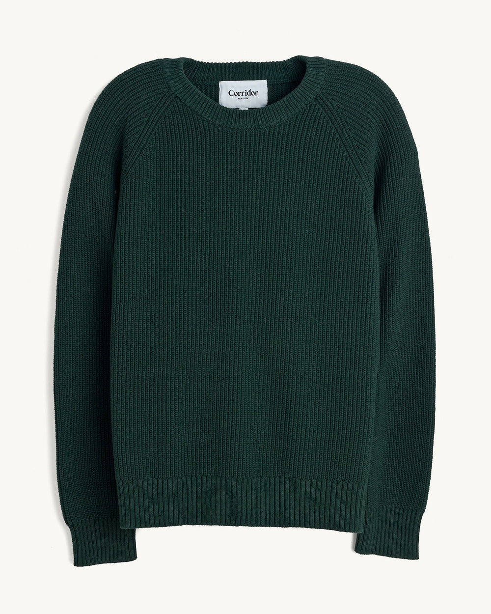Ribbed Cotton Crewneck - Green-Crewneck-Black Q-Corridor