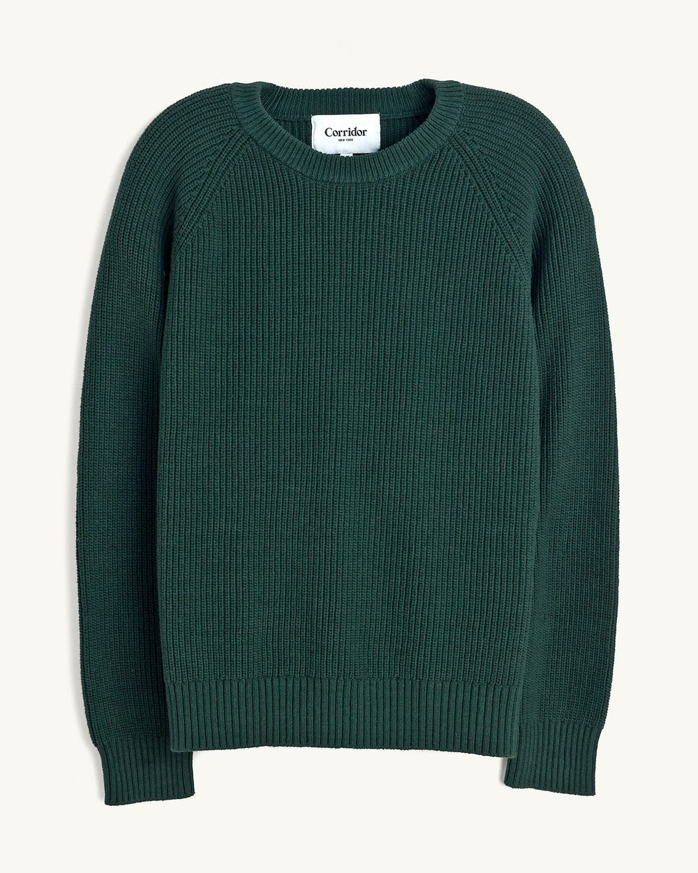 Ribbed Cotton Crewneck - Green-Crewneck-Black Q-Corridor