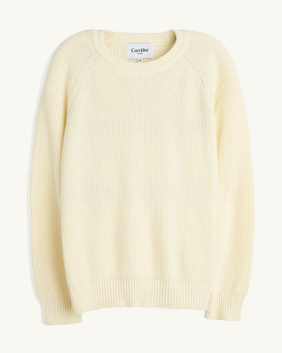 Ribbed Cotton Crewneck - Natural-Crewneck-Black Q-Corridor