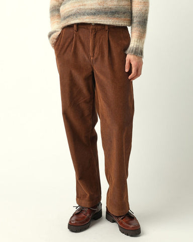 Cord Pleated Trouser - Brown