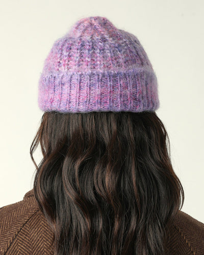 Space Dye Mohair Beanie - Purple