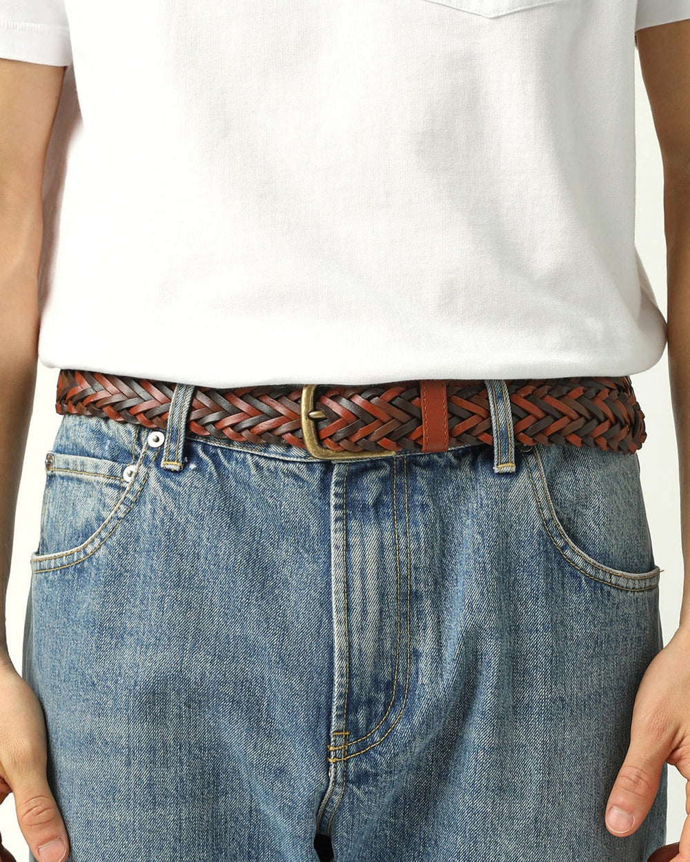 Men's Braided Leather Belt, Men's Accessories
