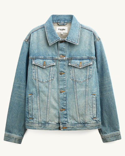 Washed Denim Trucker - Indigo-Trucker Jacket-Real-Corridor