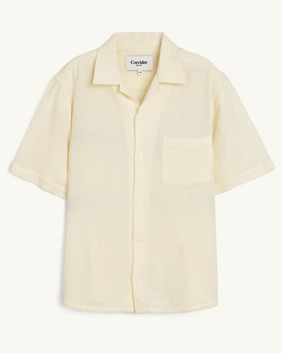 Double Cloth SS - Natural-SS Camp w/ 1 Chest Pocket-Ekviraa Designs-Corridor