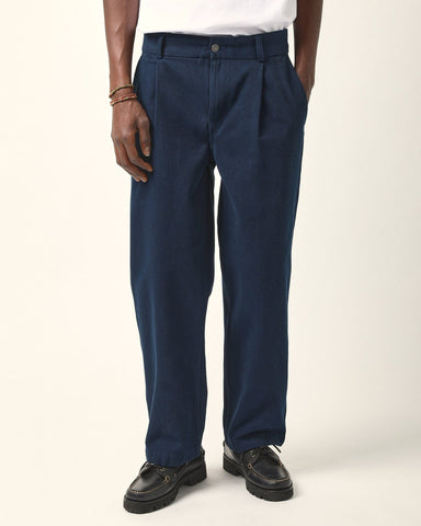 Heavy Twill Pleated Trouser - Navy